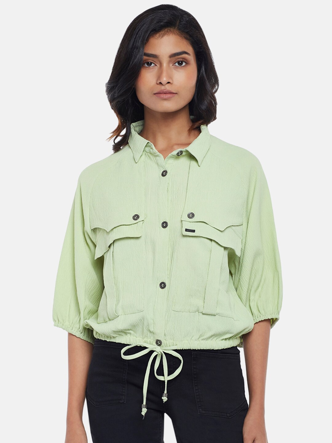 

SF JEANS by Pantaloons Women Olive Green Regular fit Casual Shirt