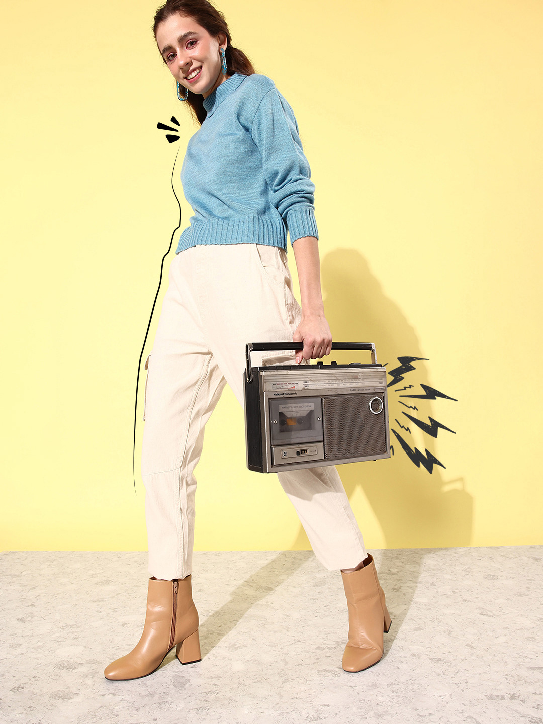 

Mast & Harbour Women Blue Solid Turtle Neck Pullover