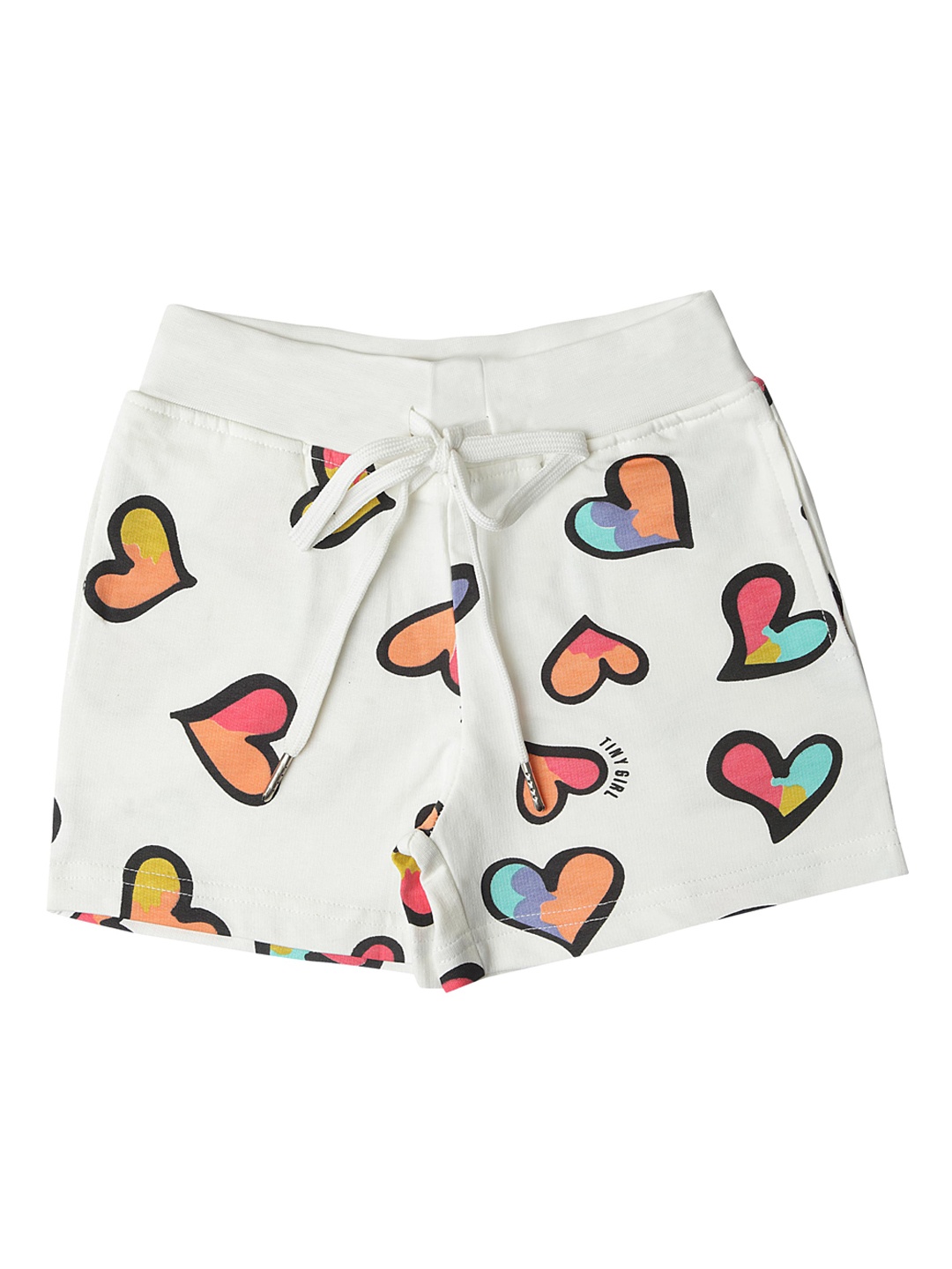 

Tiny Girl Off White Conversational Printed Cotton Shorts
