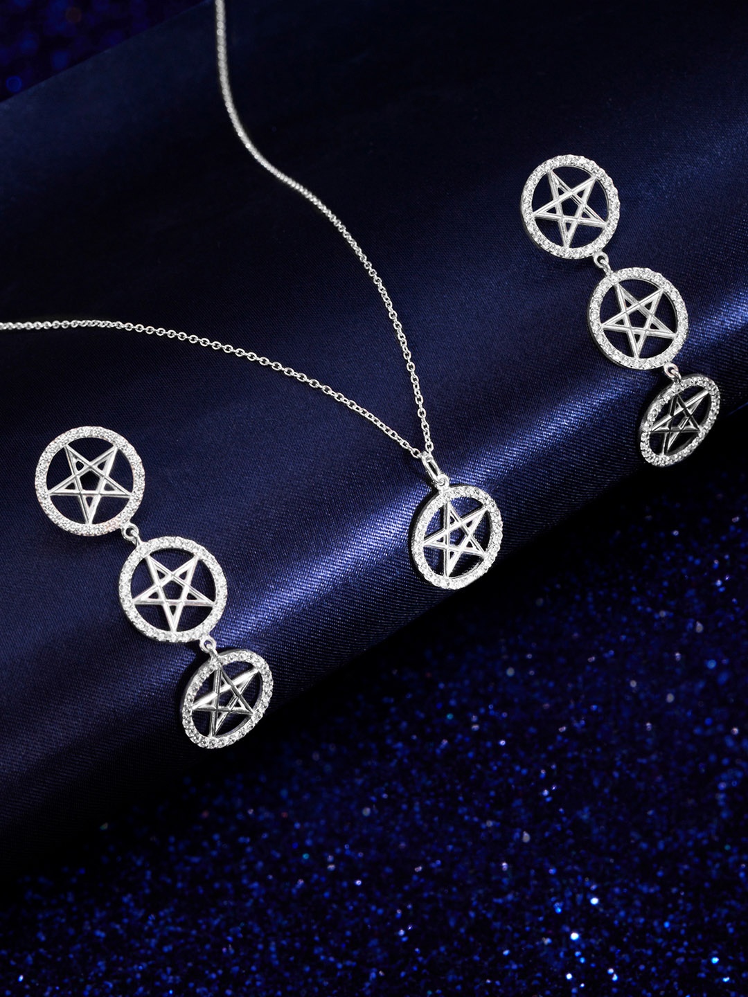 

Rubans 925 Sterling Silver Shine As A Star Pendant Necklace Set