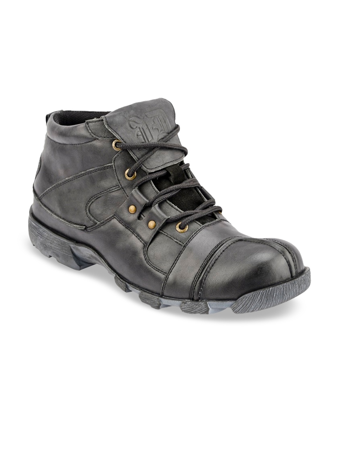 

ID Men Grey Colourblocked Leather Fashion Boots