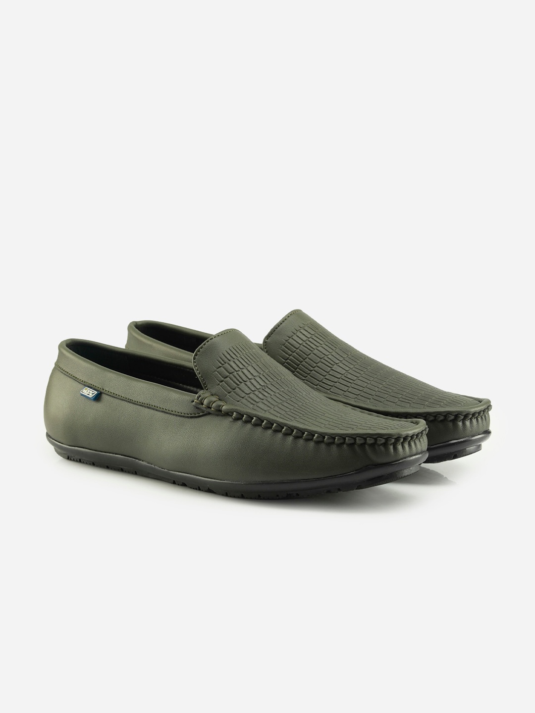 

ID Men Olive Green Leather Loafers