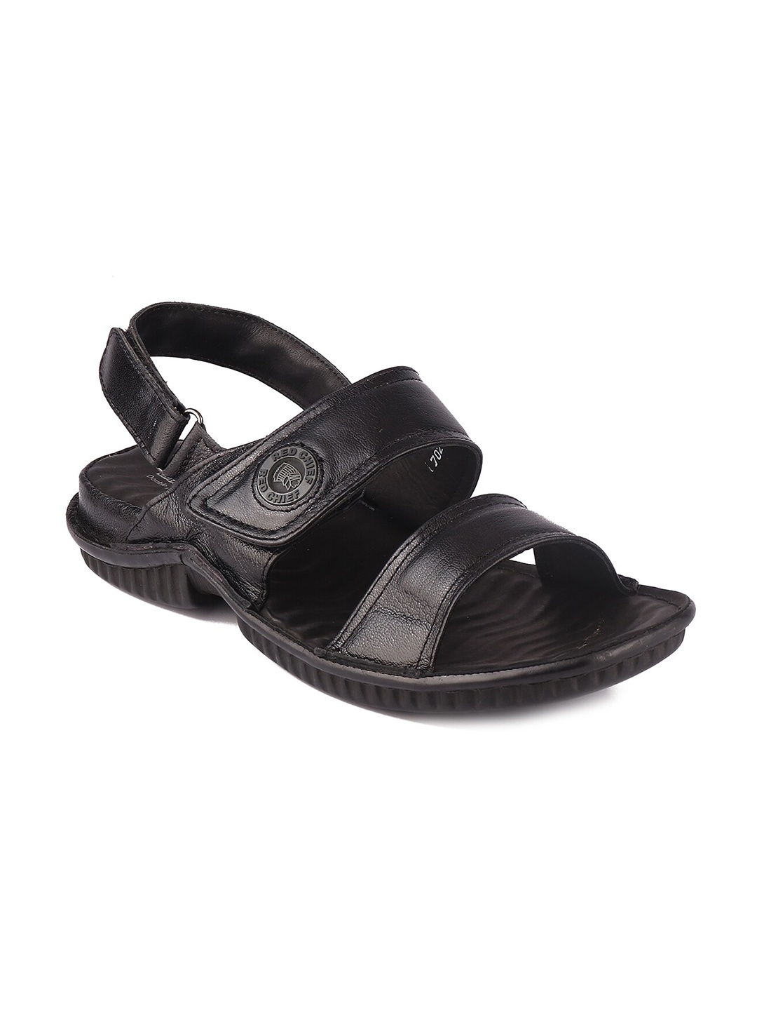 

Red Chief Men Black Leather Comfort Sandals