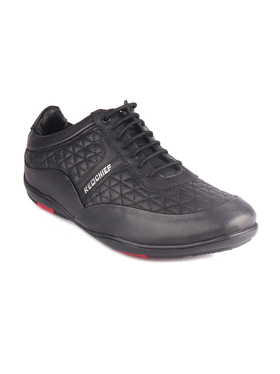 

Red Chief Men Black Textured Leather Sneakers
