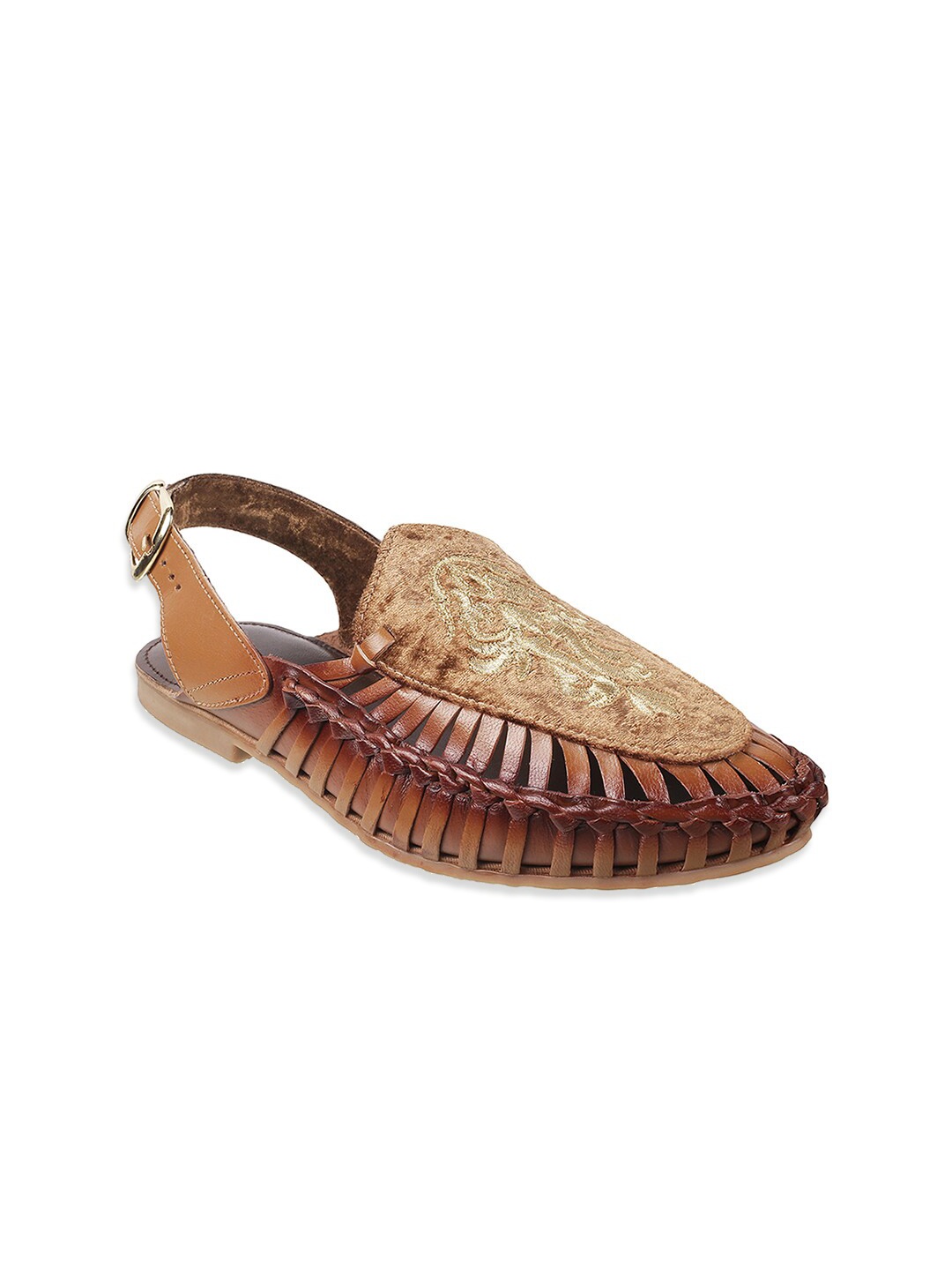 

Mochi Men Brown Leather Shoe-Style Sandals