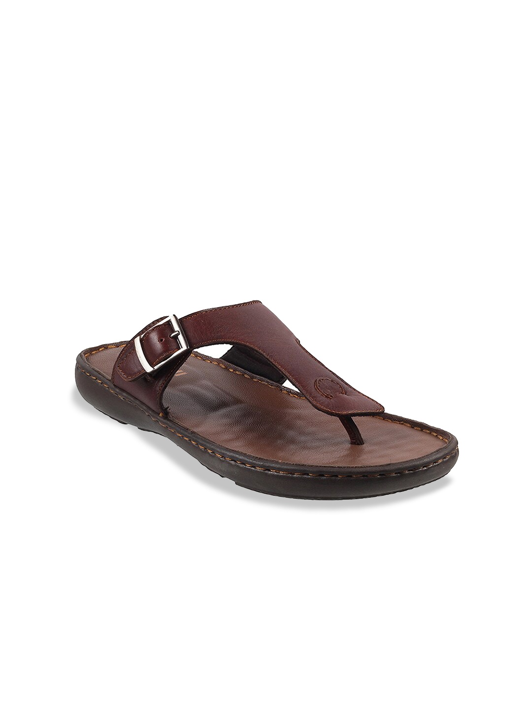 

Mochi Men Brown & Black Leather Comfort Sandals