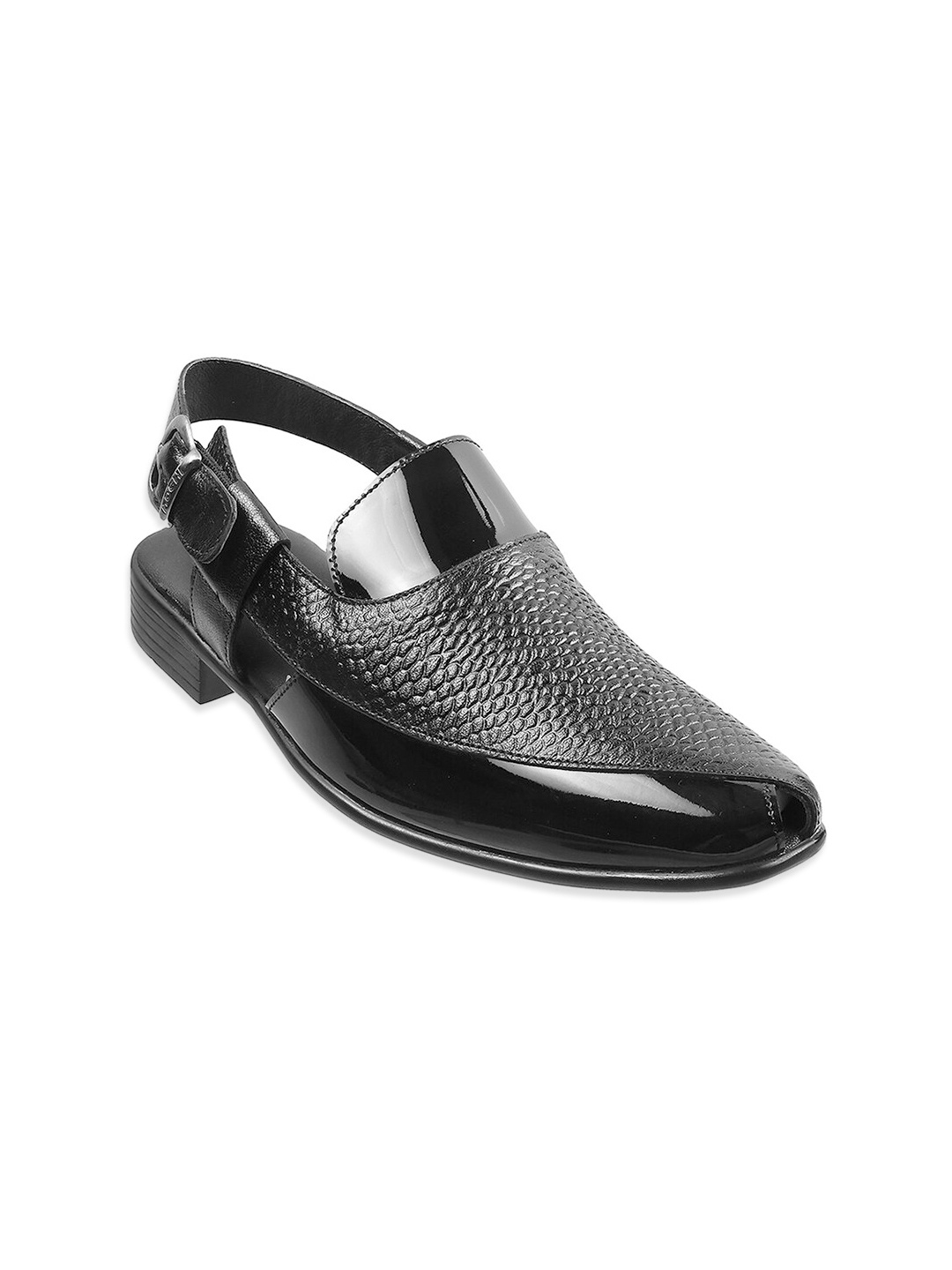 

Mochi Men Black Leather Shoe-Style Sandals