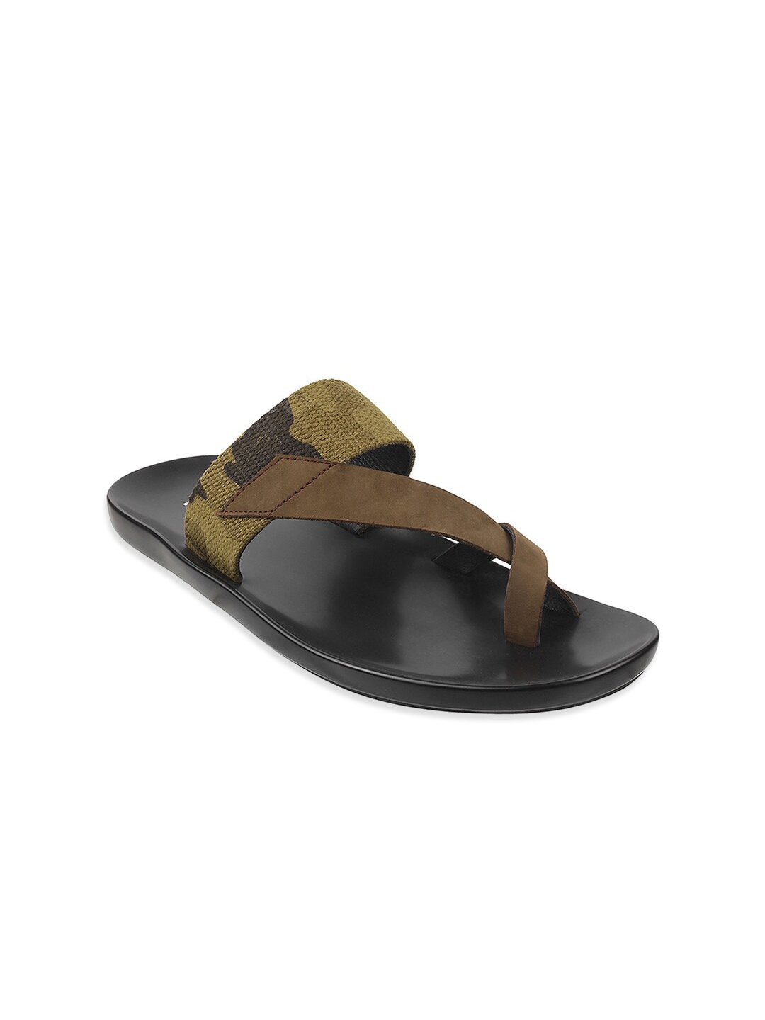 

Mochi Men Brown & Black Comfort Sandals