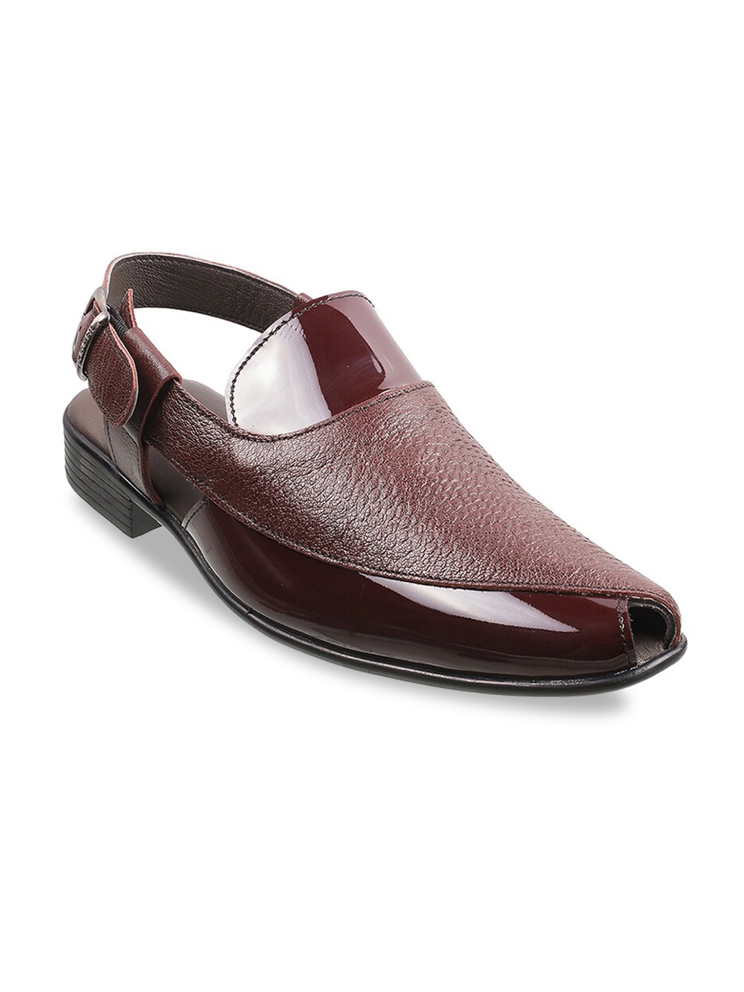 

Mochi Men Maroon Leather Shoe-Style Sandals