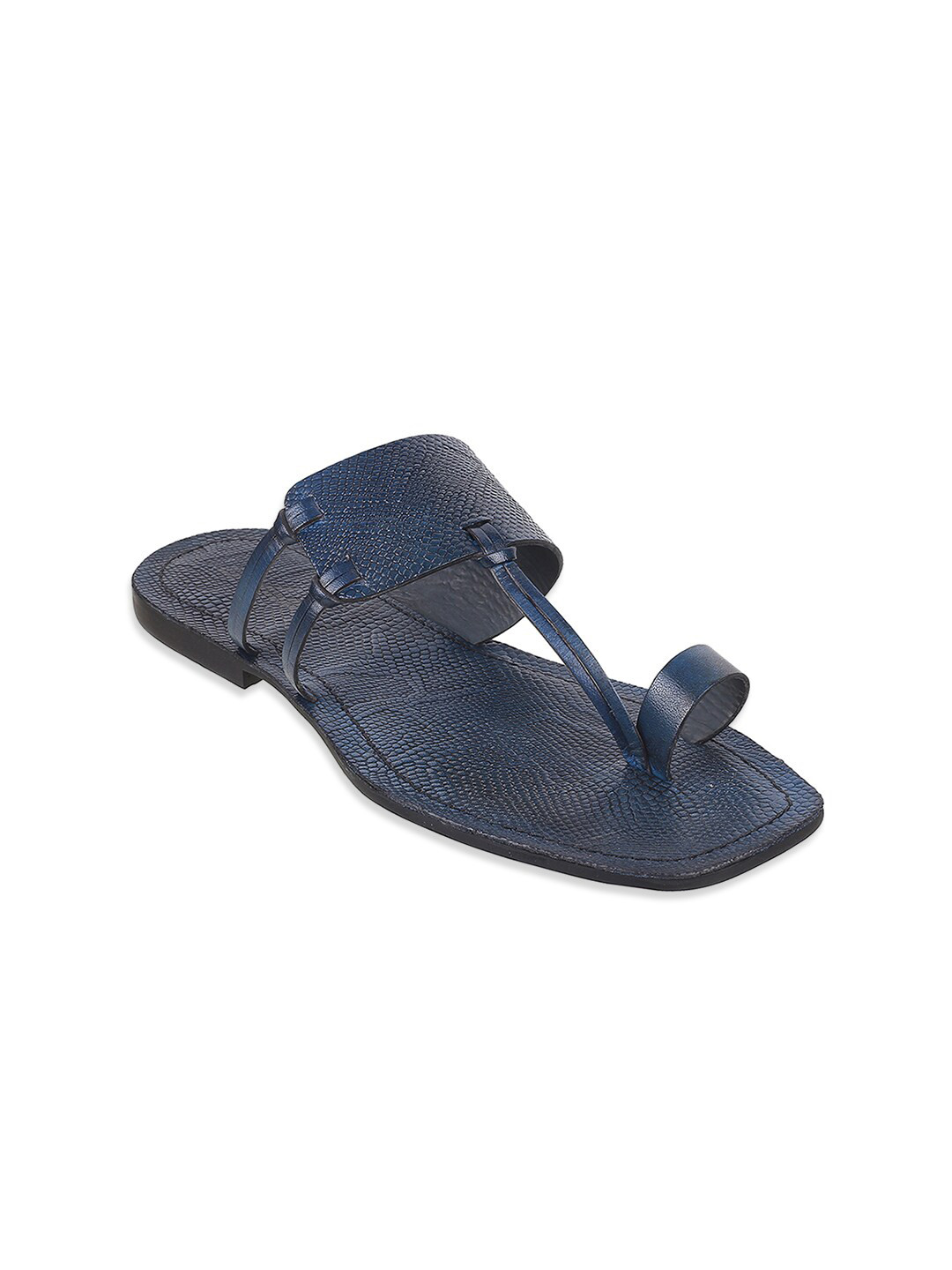 

DAVINCHI Men Blue & Black Leather Comfort Sandals