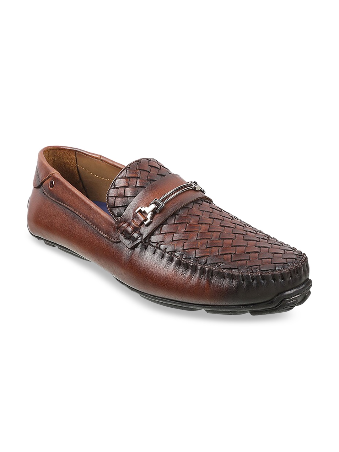 

DAVINCHI Men Tan Textured Leather Loafers