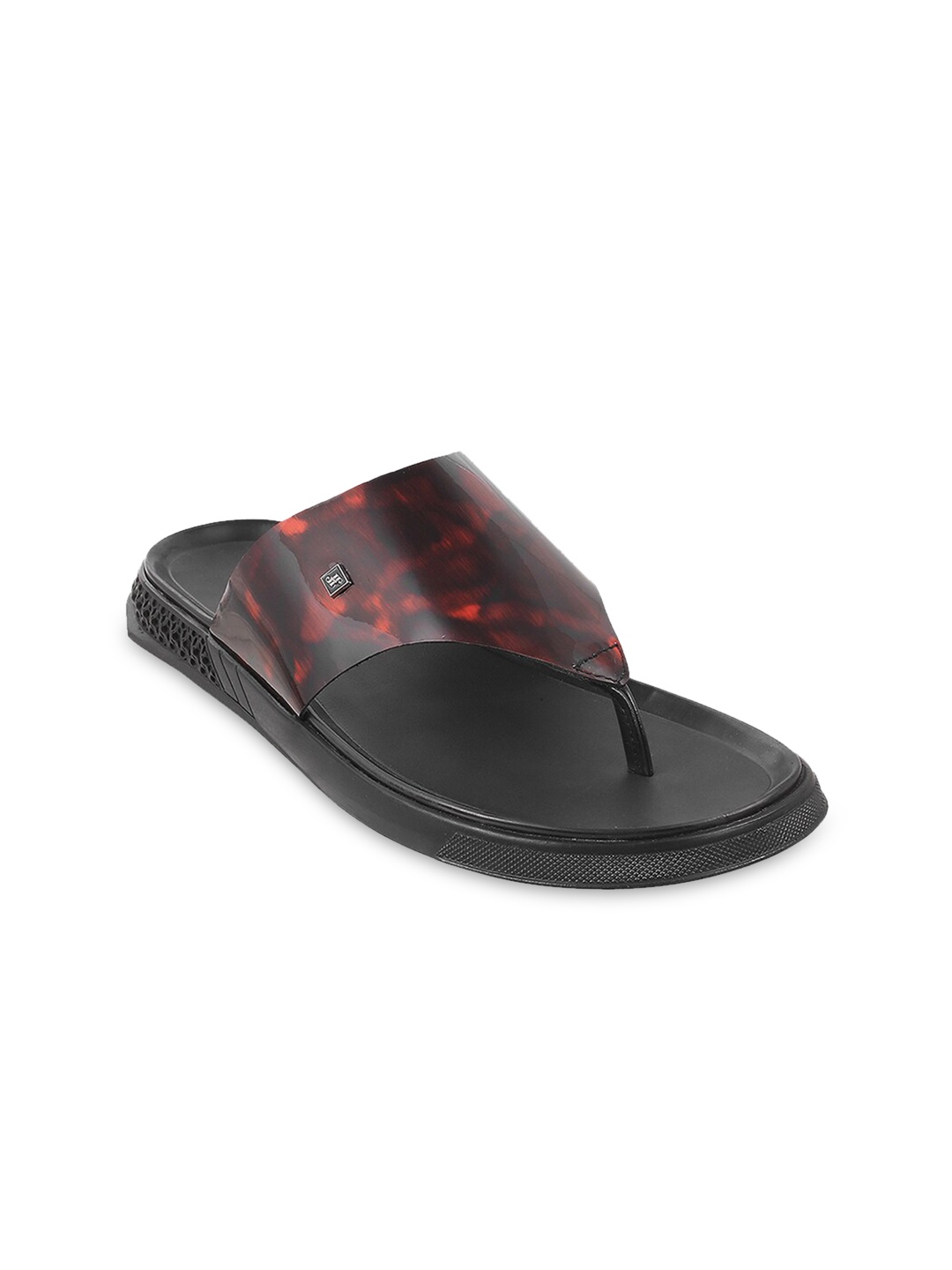 

J FONTINI Men Maroon & Black Comfort Sandals