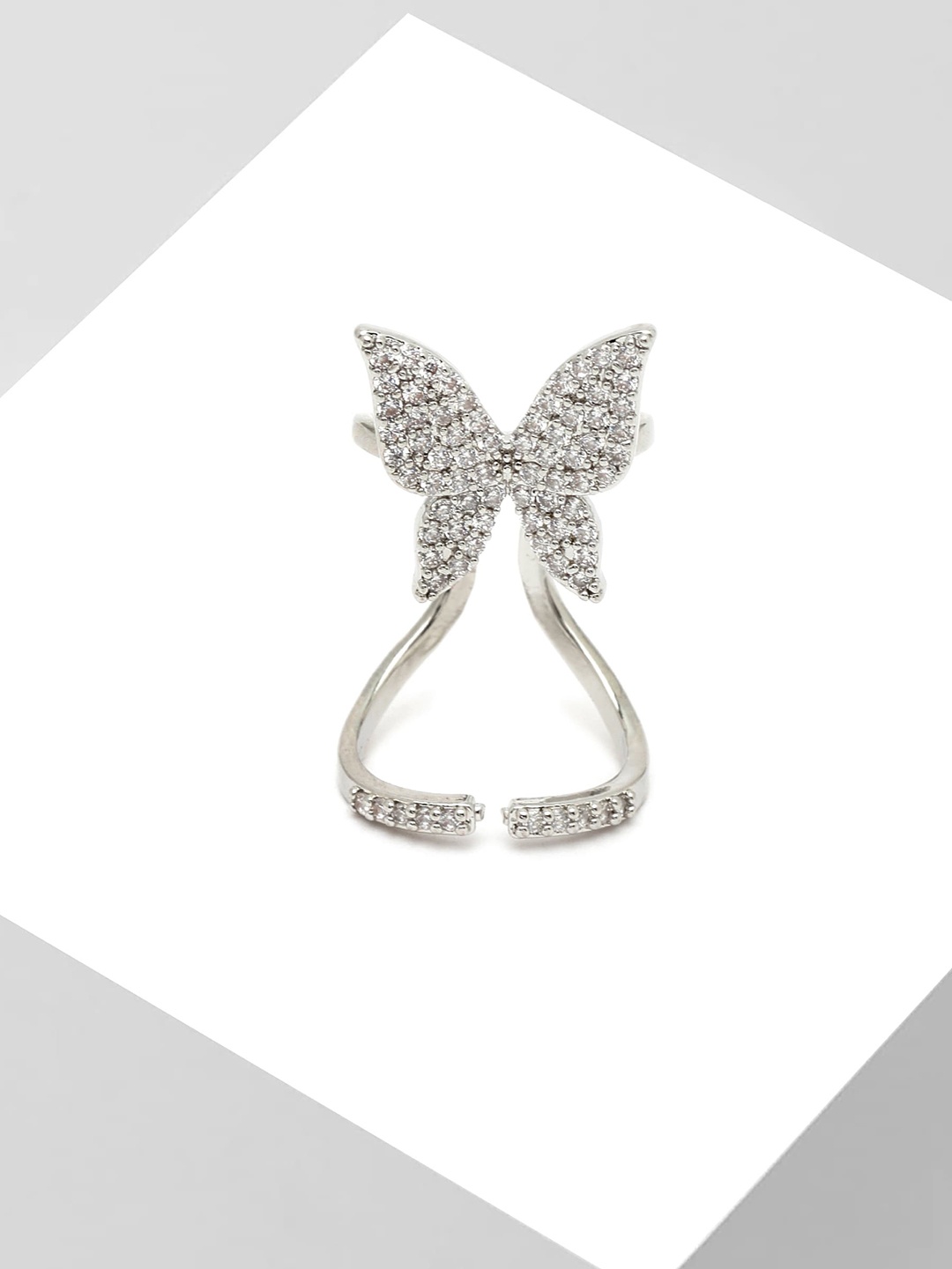 

AVANT-GARDE PARIS Platinum-Plated Butterfly Finger Nail Ring, Silver