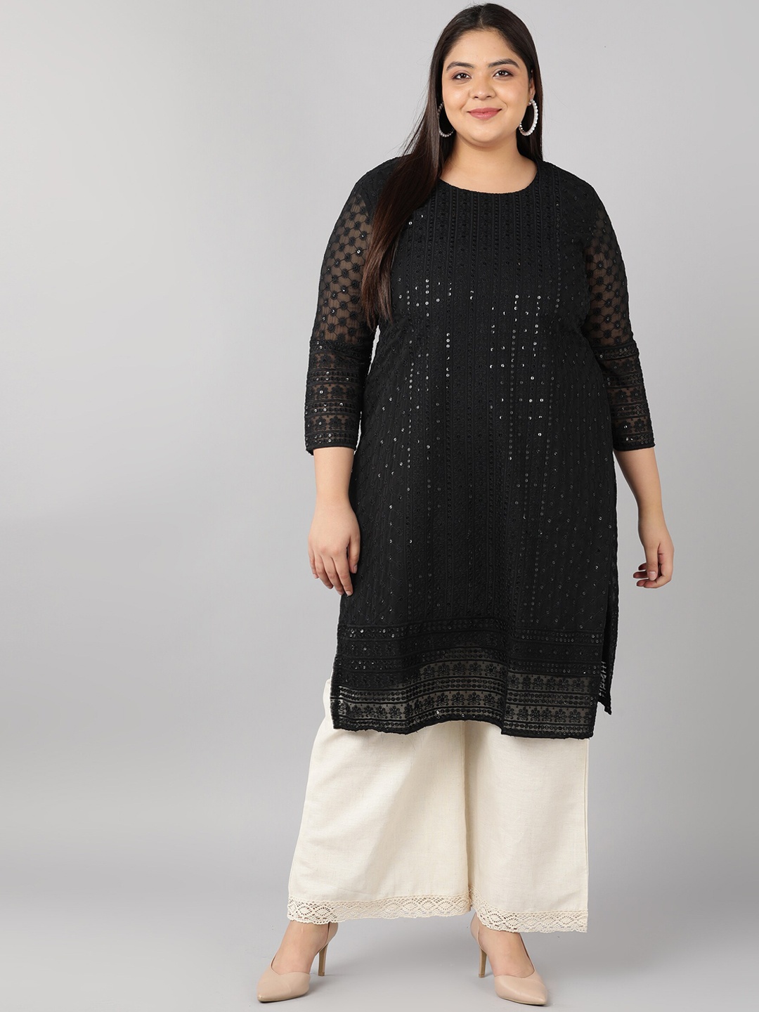 

SWAGG INDIA Women Black Georgette Kurta