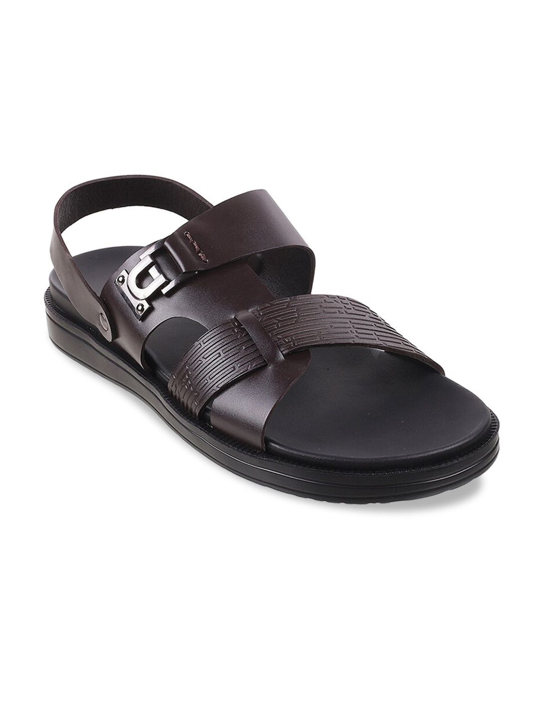 

Metro Men Brown Leather Comfort Sandals