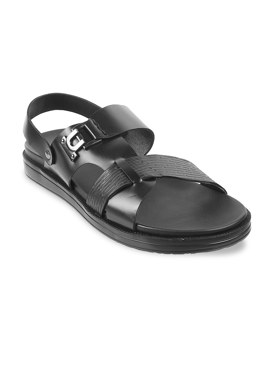 

Metro Men Black Leather Comfort Sandals