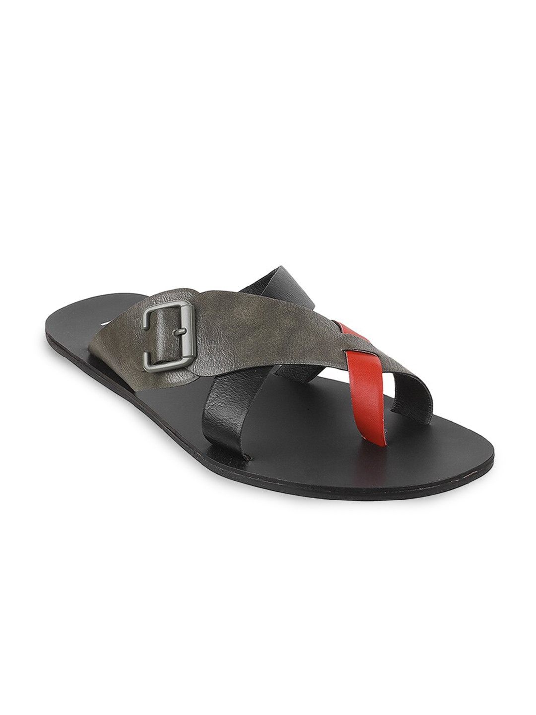 

Metro Men Black & Red Leather Comfort Sandals