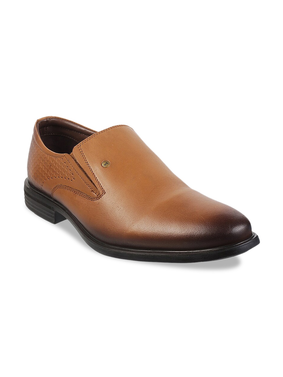 

Metro Men Tan Leather Slip-On Shoes