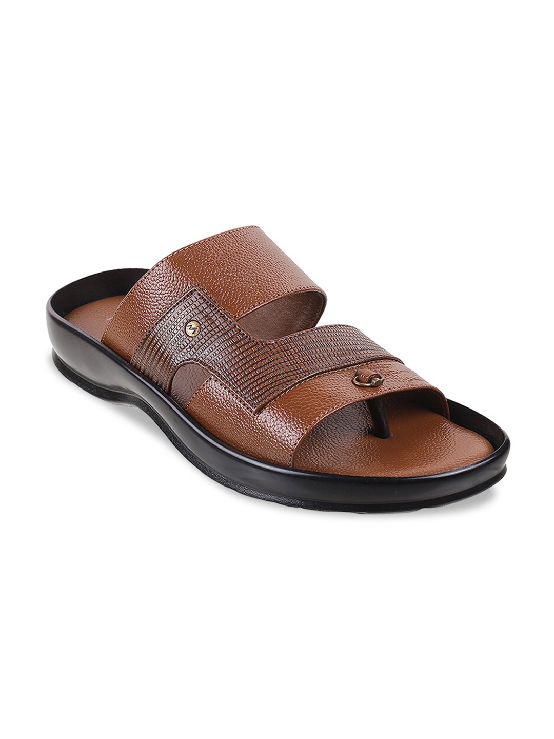

Metro Men Tan & Black Leather Comfort Sandals