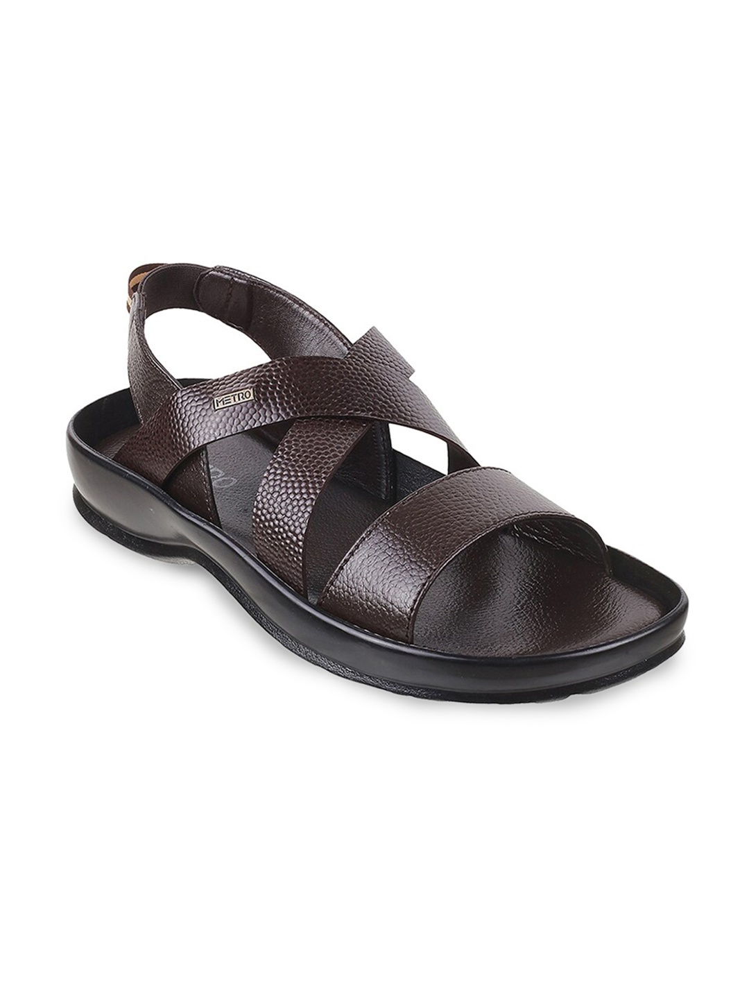 

Metro Men Brown Leather Comfort Sandals