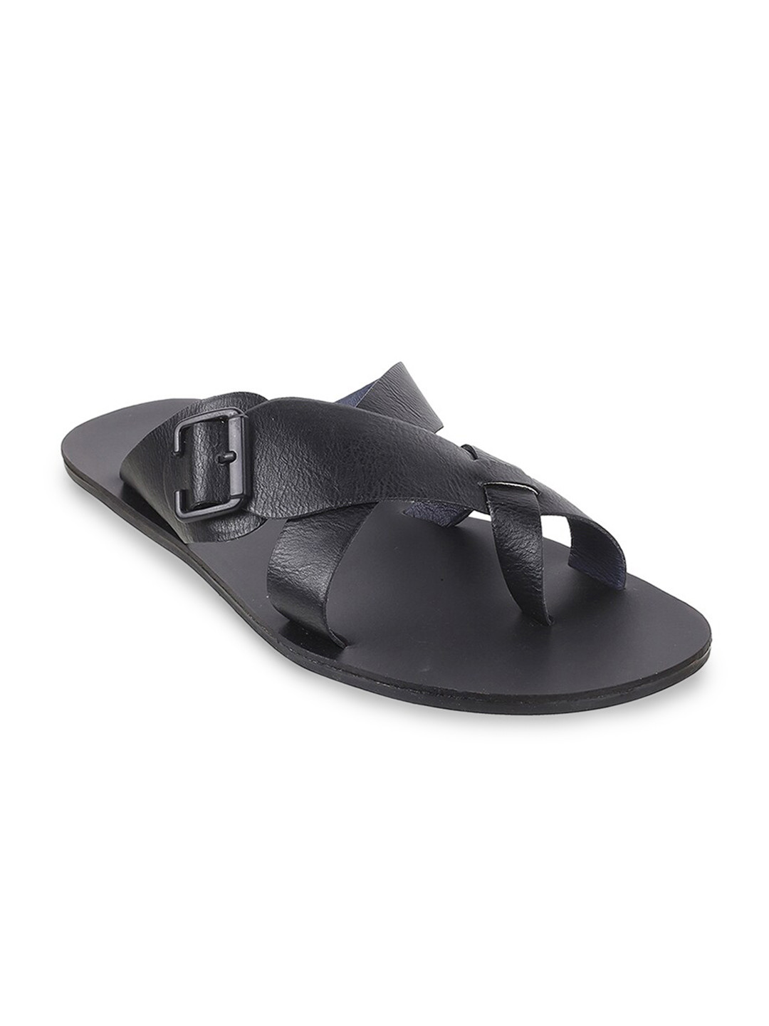 

Metro Men Black Leather Comfort Sandal