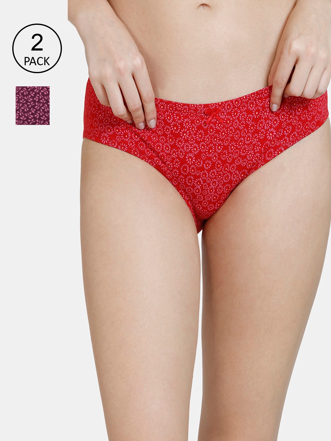 

Rosaline by Zivame Women Pack Of 2 Assorted Pure Cotton Hipster Briefs