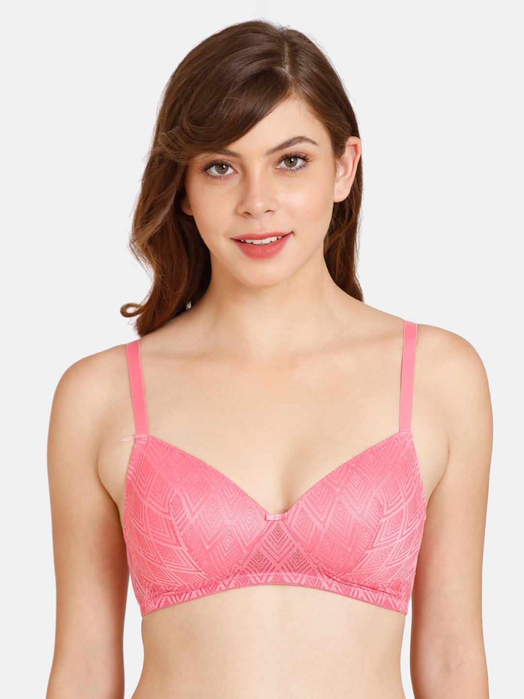 

Rosaline by Zivame Pink Geometric T-Shirt Bra - Lightly Padded