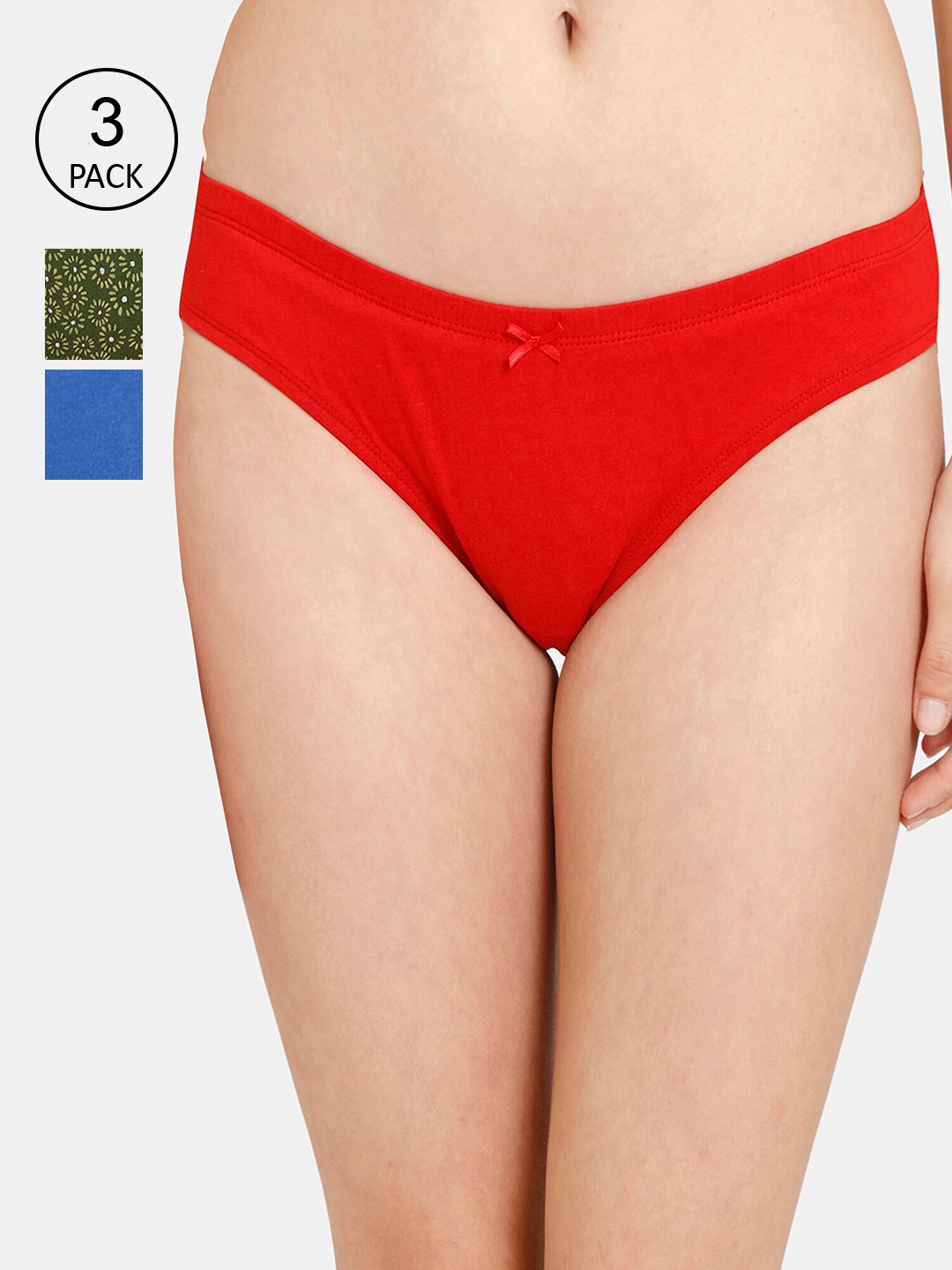

Rosaline by Zivame Women Pack Of 3 Assorted Pure Cotton Bikini Briefs