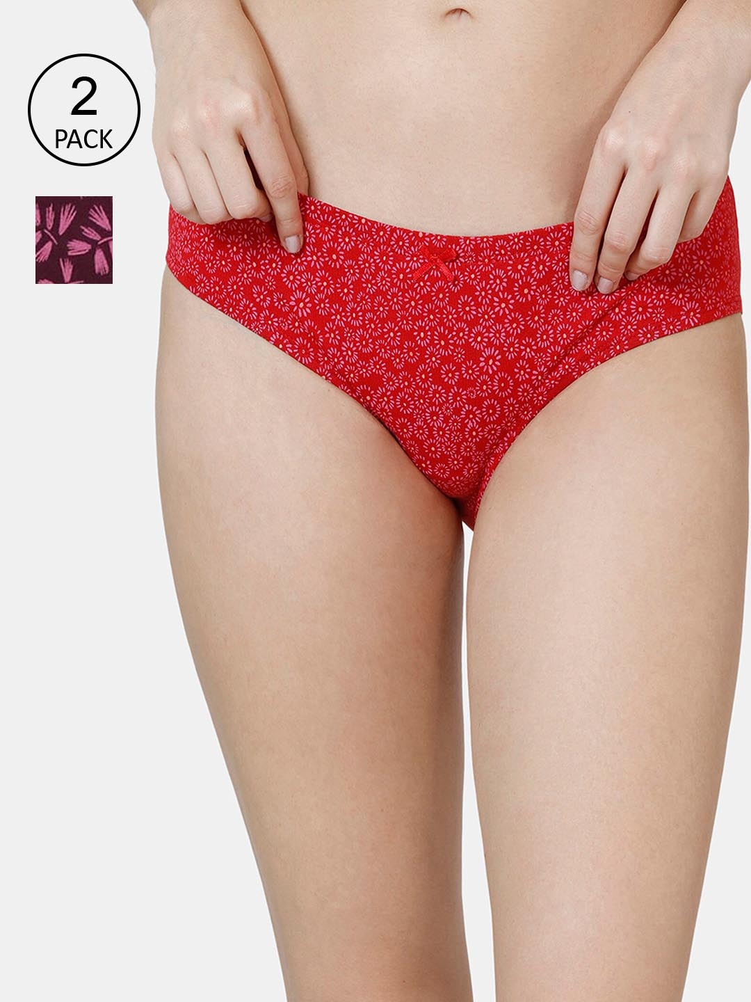 

Rosaline by Zivame Women Pack Of 2 Pure Cotton Hipster Briefs, Red