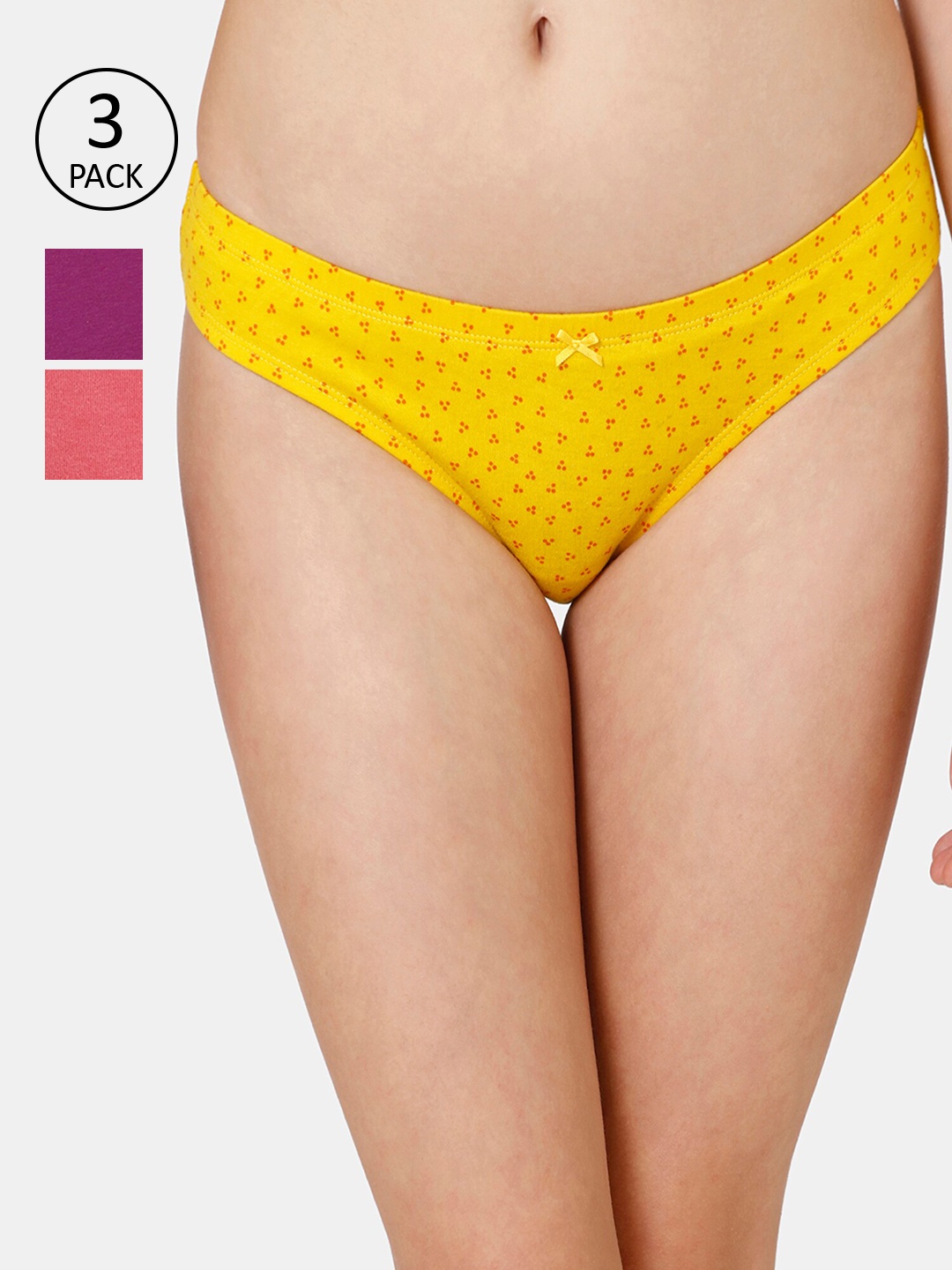 Rosaline by Zivame Women Pack of 3 Assorted Bikini Cotton Briefs