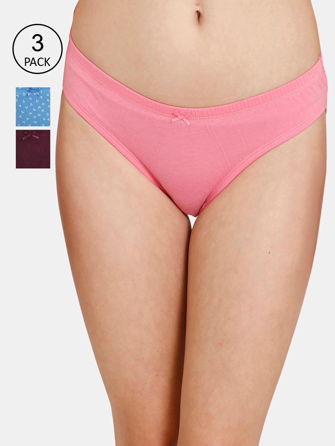 

Rosaline by Zivame Women Pack Of 3 Assorted Pure Cotton Bikini Briefs