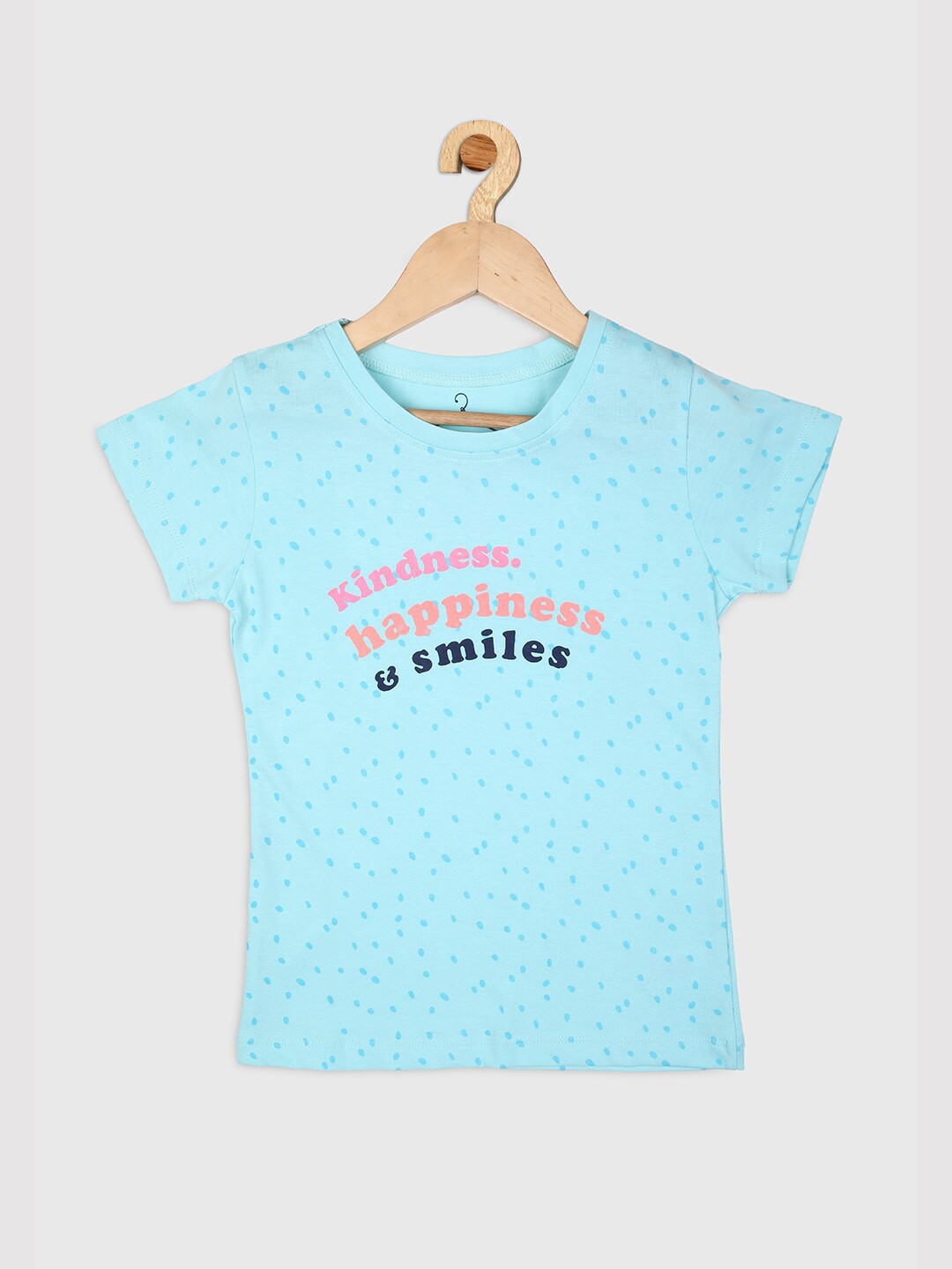 

Nins Moda Girls Blue Typography Printed Pure Cotton T-shirt