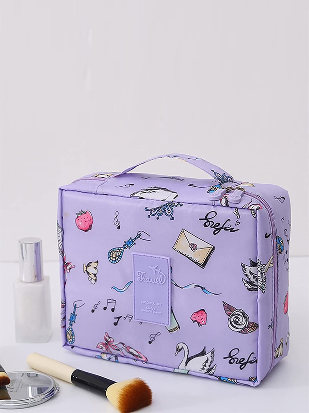 

HOUSE OF QUIRK Purple Printed Makeup Organizer