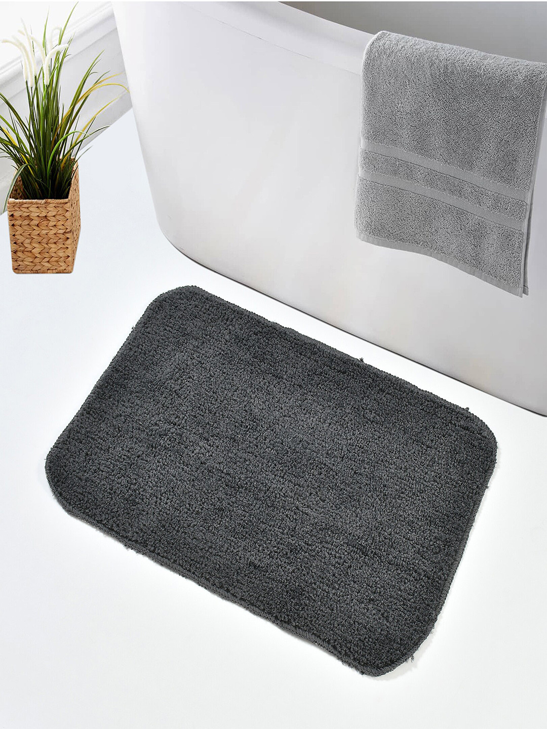 

Hammer Home Set Of 2 Striped 350 GSM Microfiber Bath Rugs, Grey