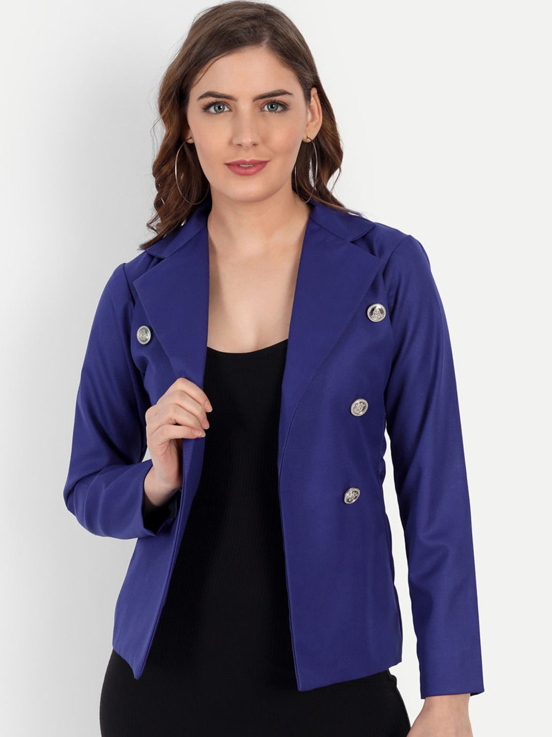

KIROSHE BY KIRAN Women Blue Solid Single-Breasted Comfort Fit Casual Blazer