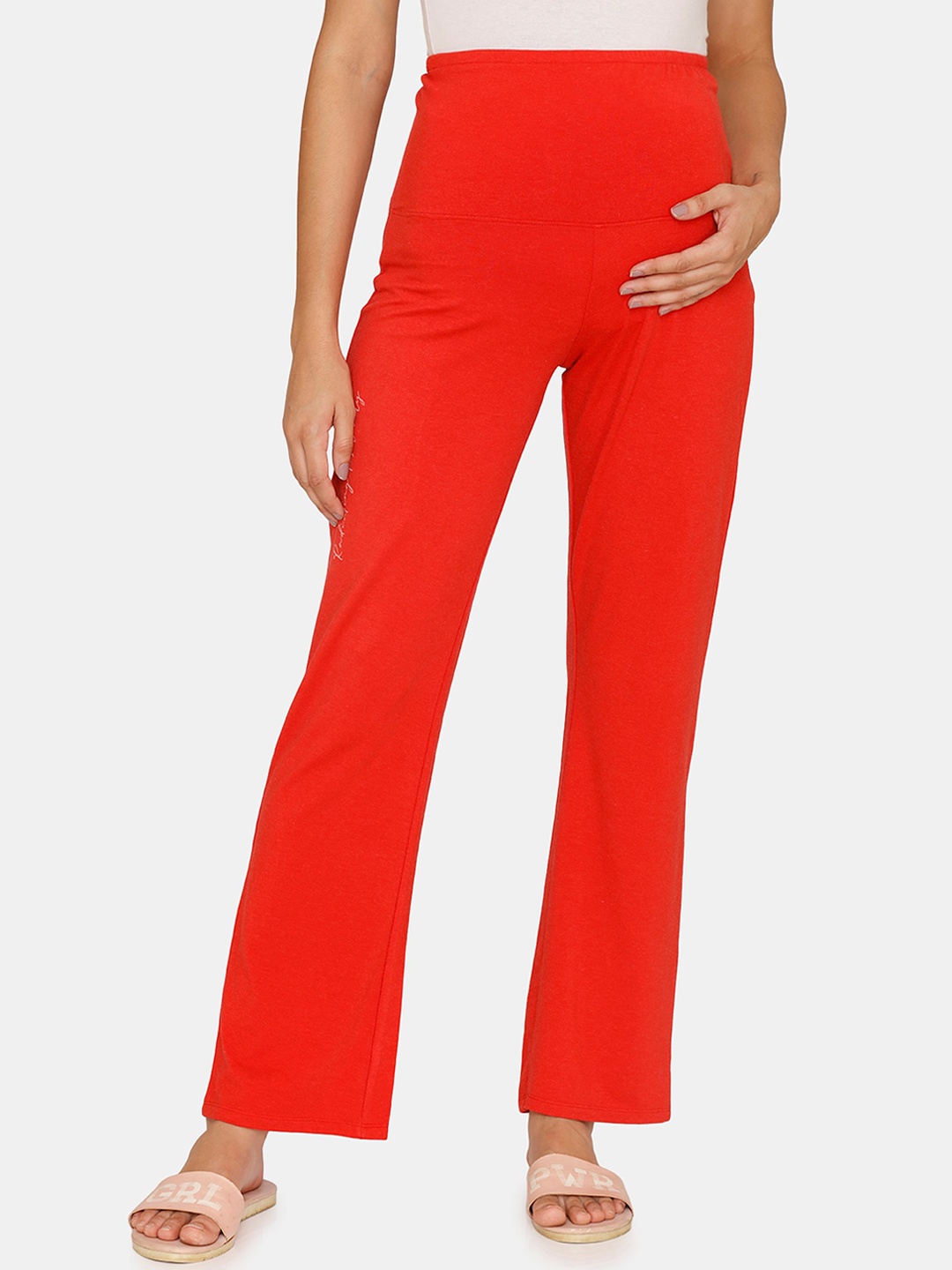 

Zivame Women Red Solid Lounge Pants