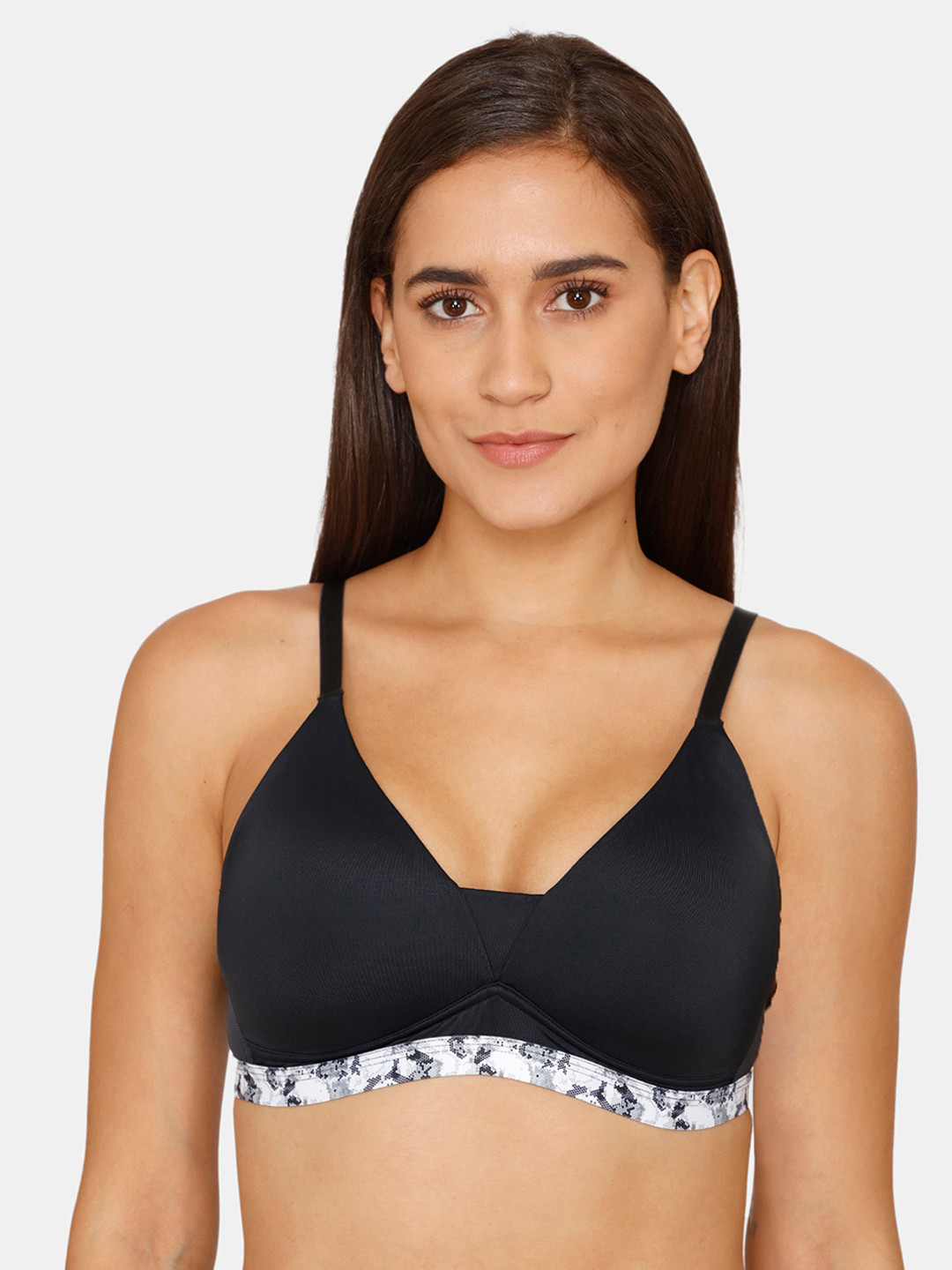 

Zivame Black & White Non-Wired Seamless Lightly Padded T-shirt Bra