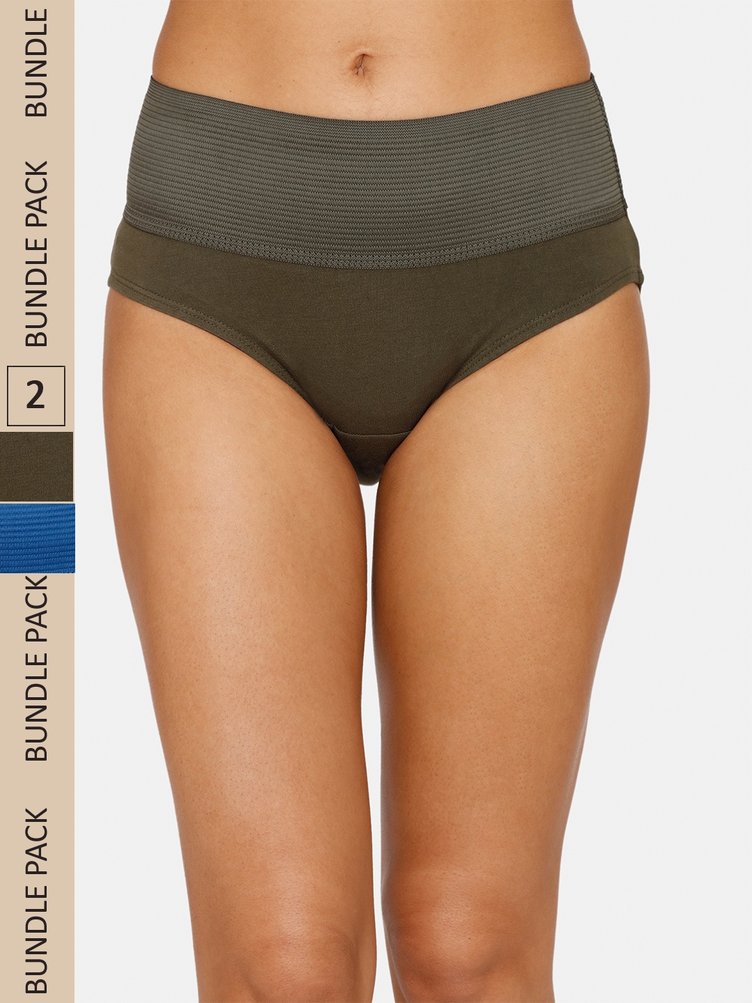 

Zivame Women Pack Of 2 Multi-Colored High-Rise Pure Cotton Briefs, Grey