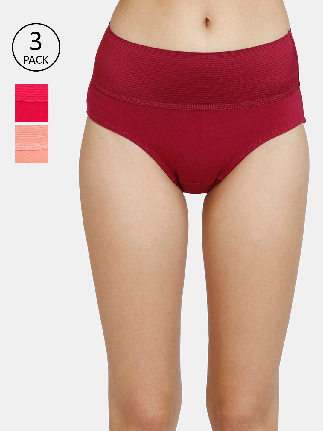 

Zivame Women Pack Of 3 Solid Hipster Briefs, Red