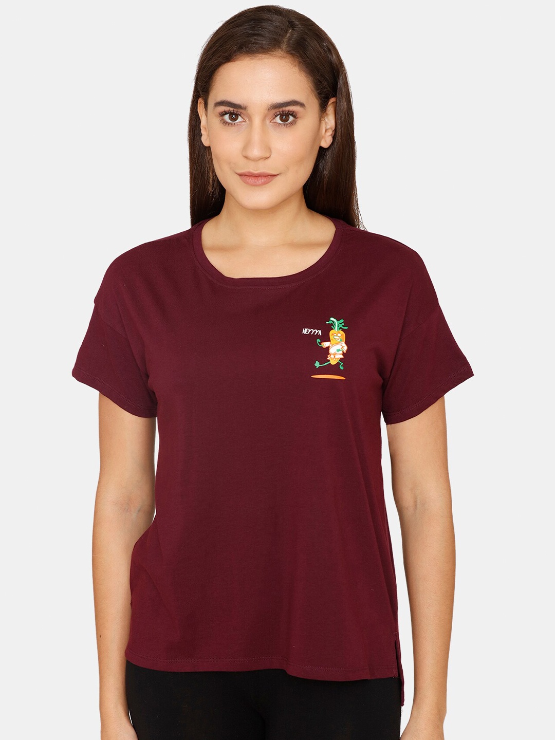 

Zivame Women Red Solid Cotton Top
