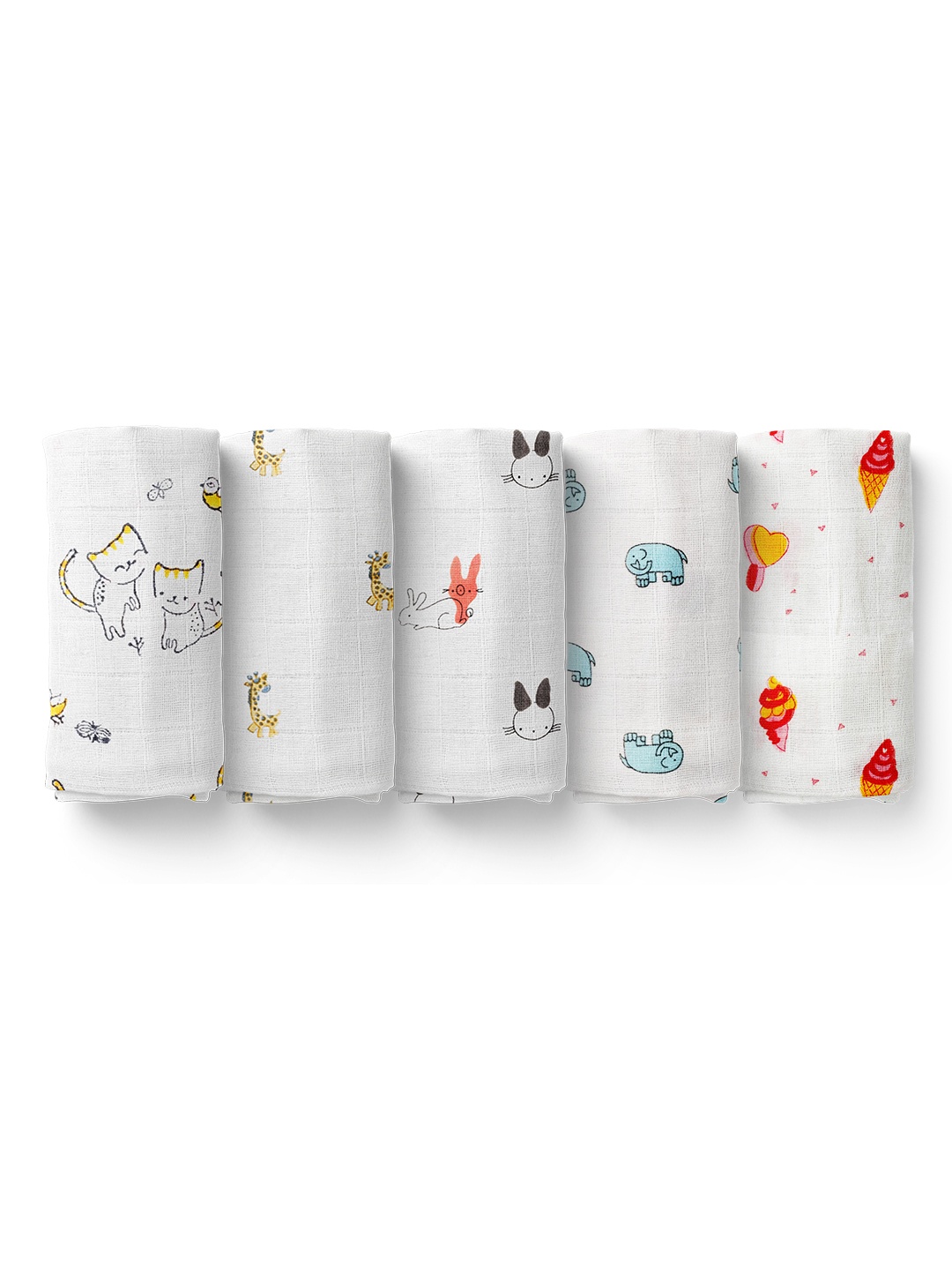 

Moms Home Infant Kids Set Of 5 Organic Cotton Soft Baby Muslin Swaddle, Multi