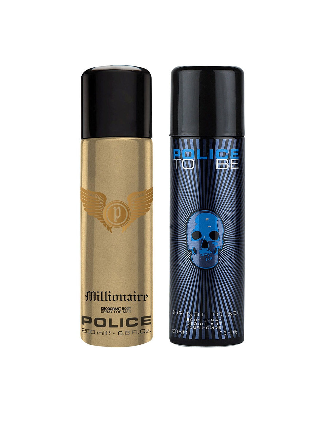 

Police Men Set of 2 Deodorants - To Be Or Not To Be + Millionaire - 200ml each, Gold