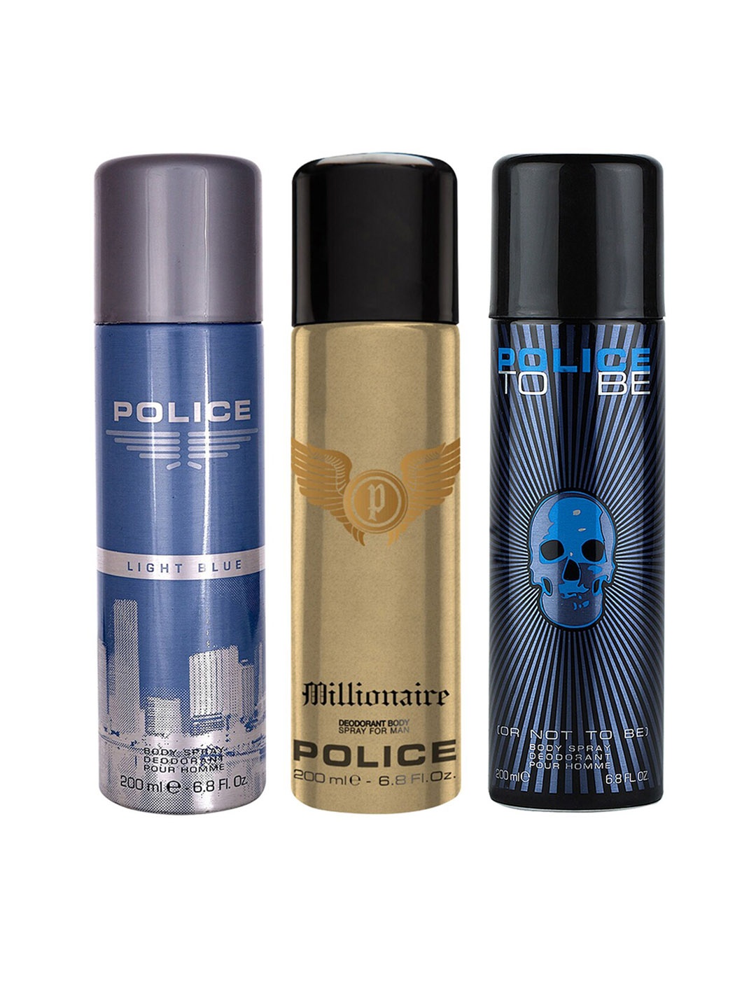 

Police Men Set of 3 Deodorants - Light Blue + Millionaire + To Be Or Not To Be- 200ml each