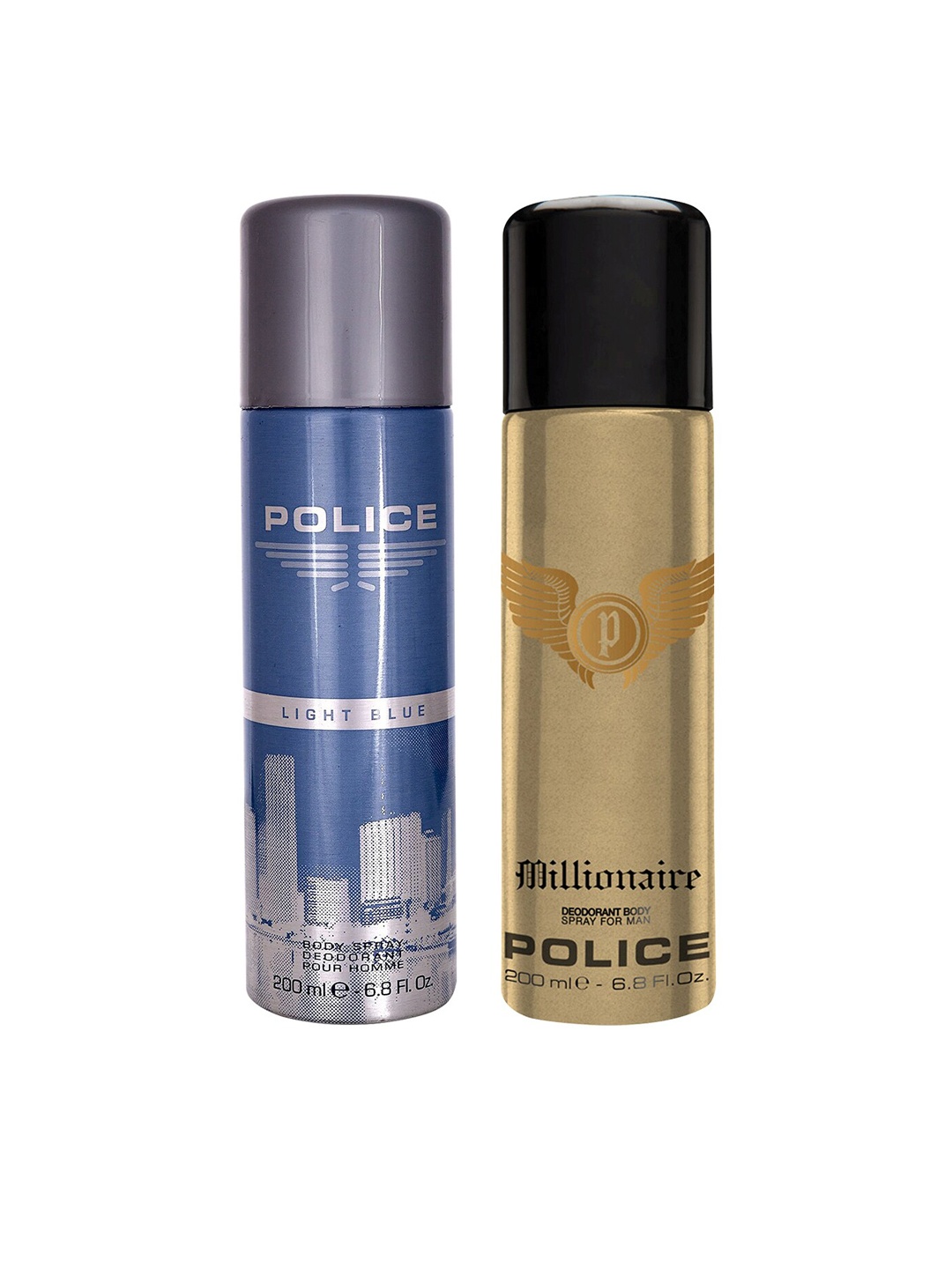 

Police Men Set of Light Blue & Millionaire Deodorant Body Spray - 200 ml Each