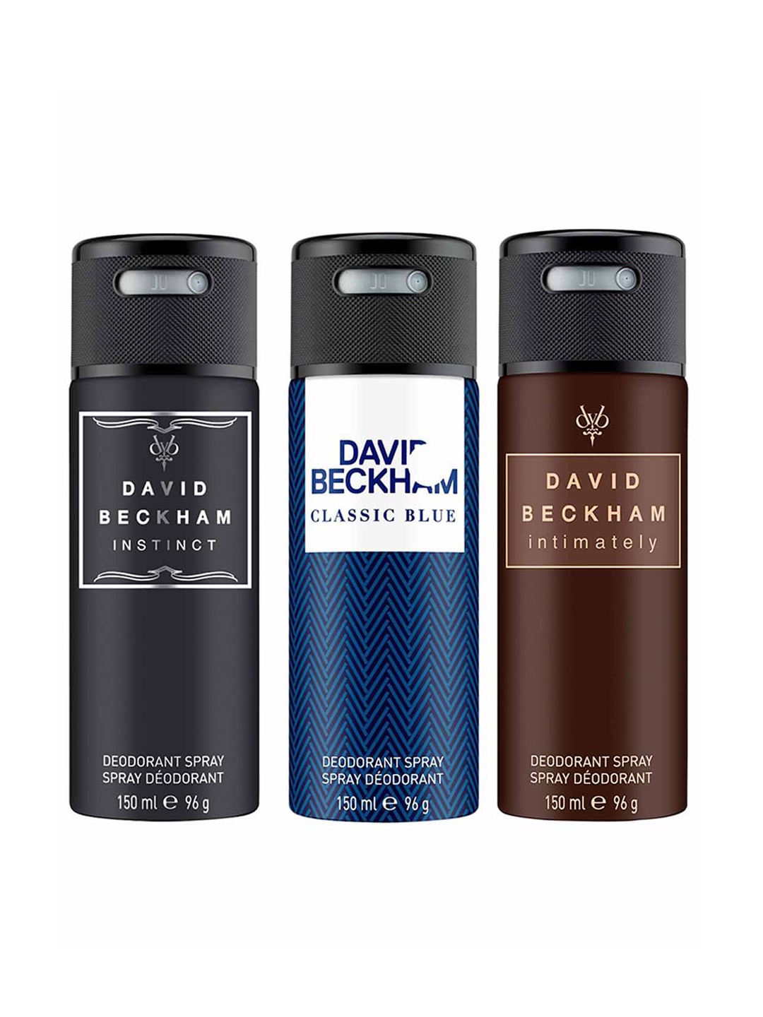 

DAVID BECKHAM Men Set of 3 Instinct Deodorant- 150 ml, Classic Blue Deodorant- 150 ml & Intimately Deodorant- 150 ml, Transparent