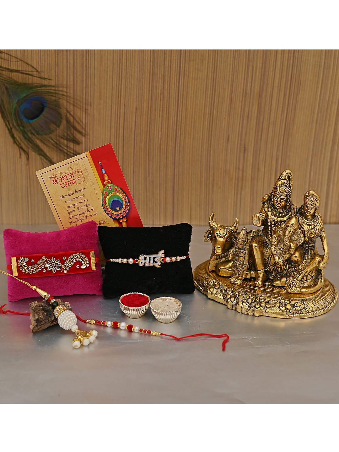 

CraftVatika Multicoloured Rakhi With Shiv Parivar Idol, Multi