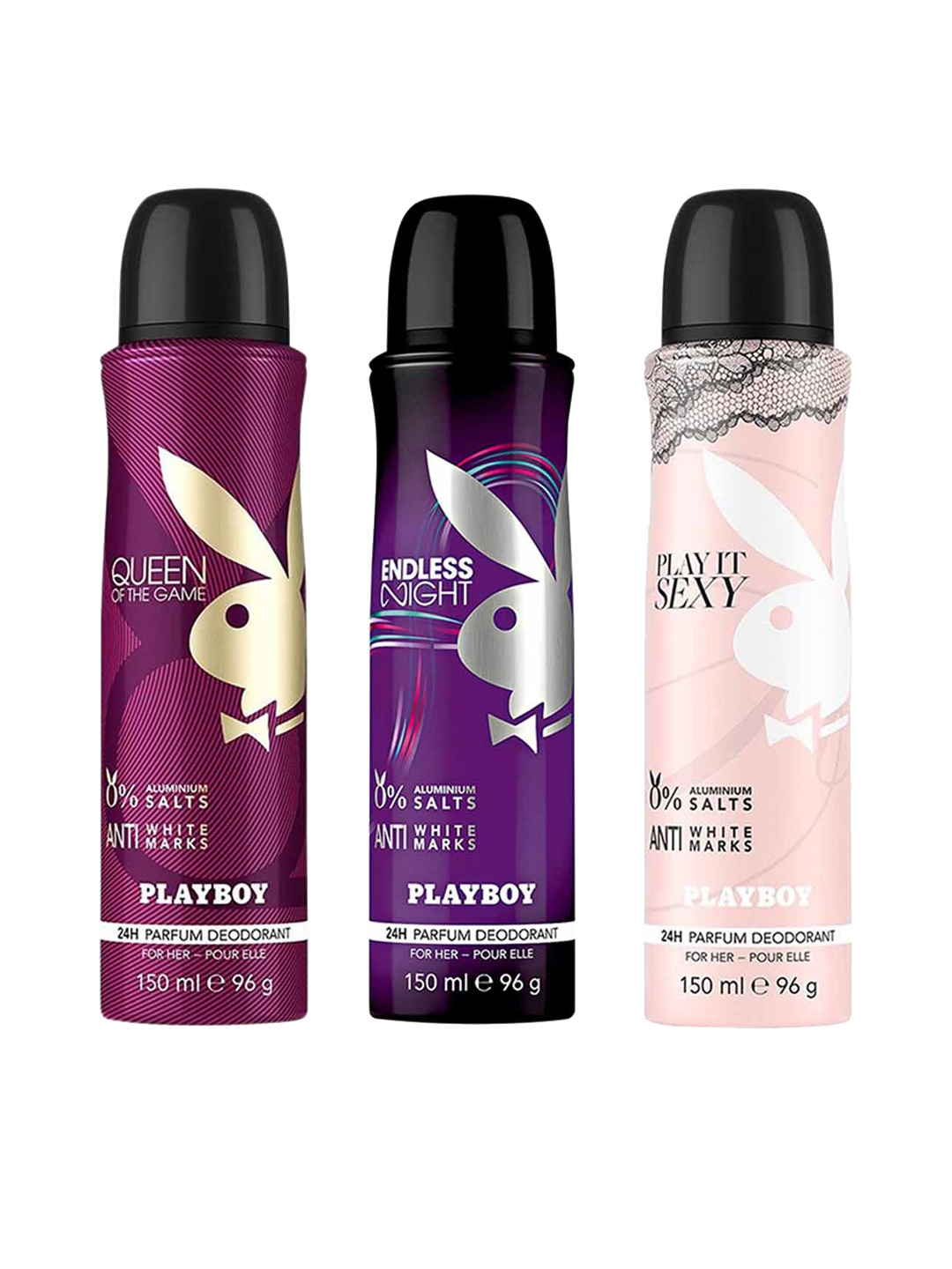 

Playboy Women Transparent Set of 3 Deodorant- 150ml Each, Purple