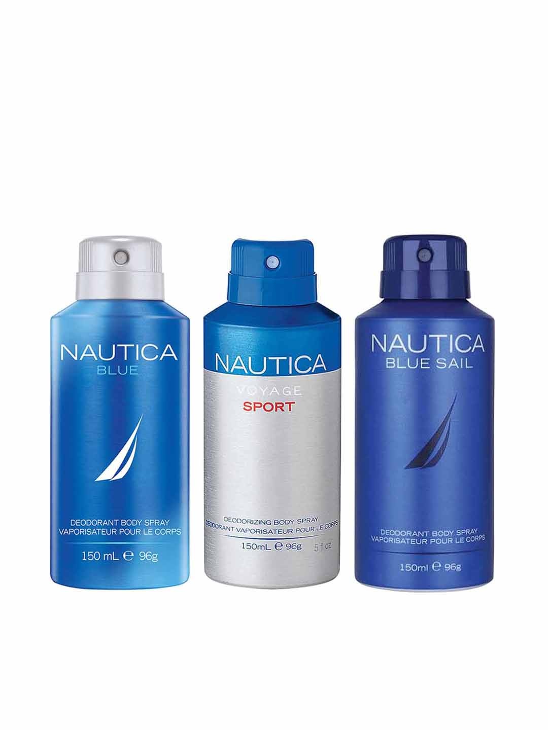 

Nautica Men Set of 3 Deodorant Spray - Blue + Voyage Sport + Blue Sail - 150 ml Each