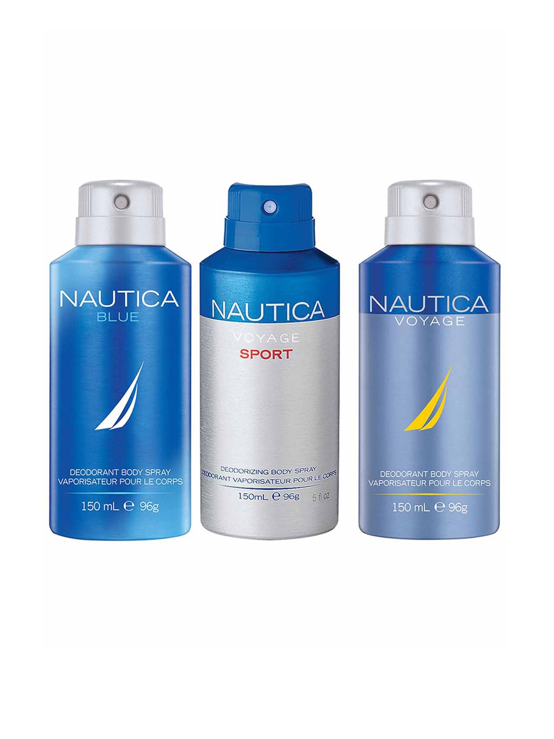 

Nautica Men Set of 3 Deodorant - Blue + Voyage Sport + Voyage - 150 ml Each