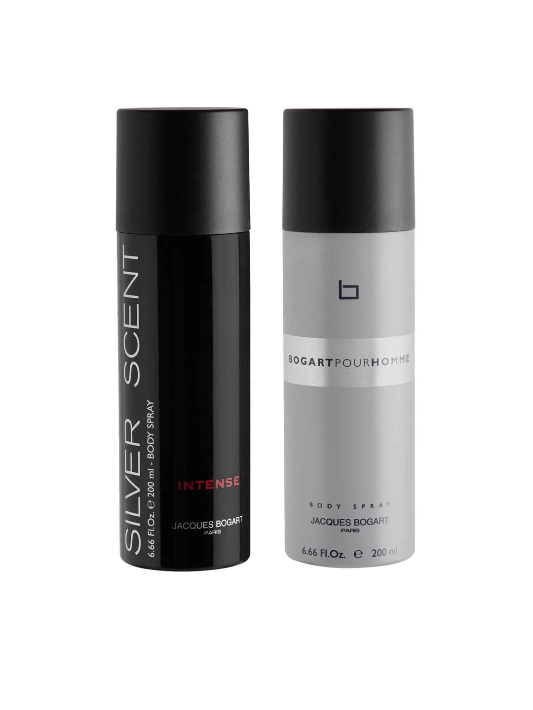 

JACQUES BOGART Men Set of 2 Deodorants- Silver Scent & Bogart Pour Homme - 200ml each, Black